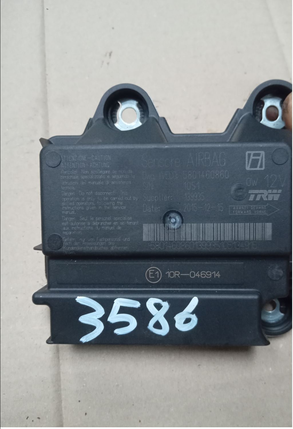 piece_IVECO 35C15  BOITIER AIRBAGS 5801460860